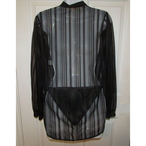 Black Sheer Nightshirt and Panty Set - Picture 2 of 11